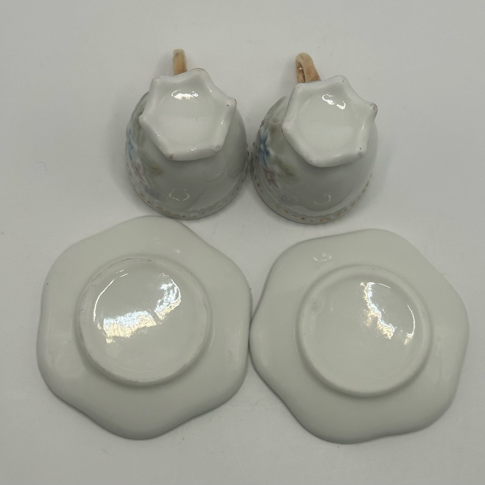 SOLD.   Minature Floral Tea Set with Gold Accents - Picture 12 of 16